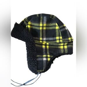 Toddler Boys Plaid Fleece Trapper Winter Hat Sherpa Lined 2T–5T